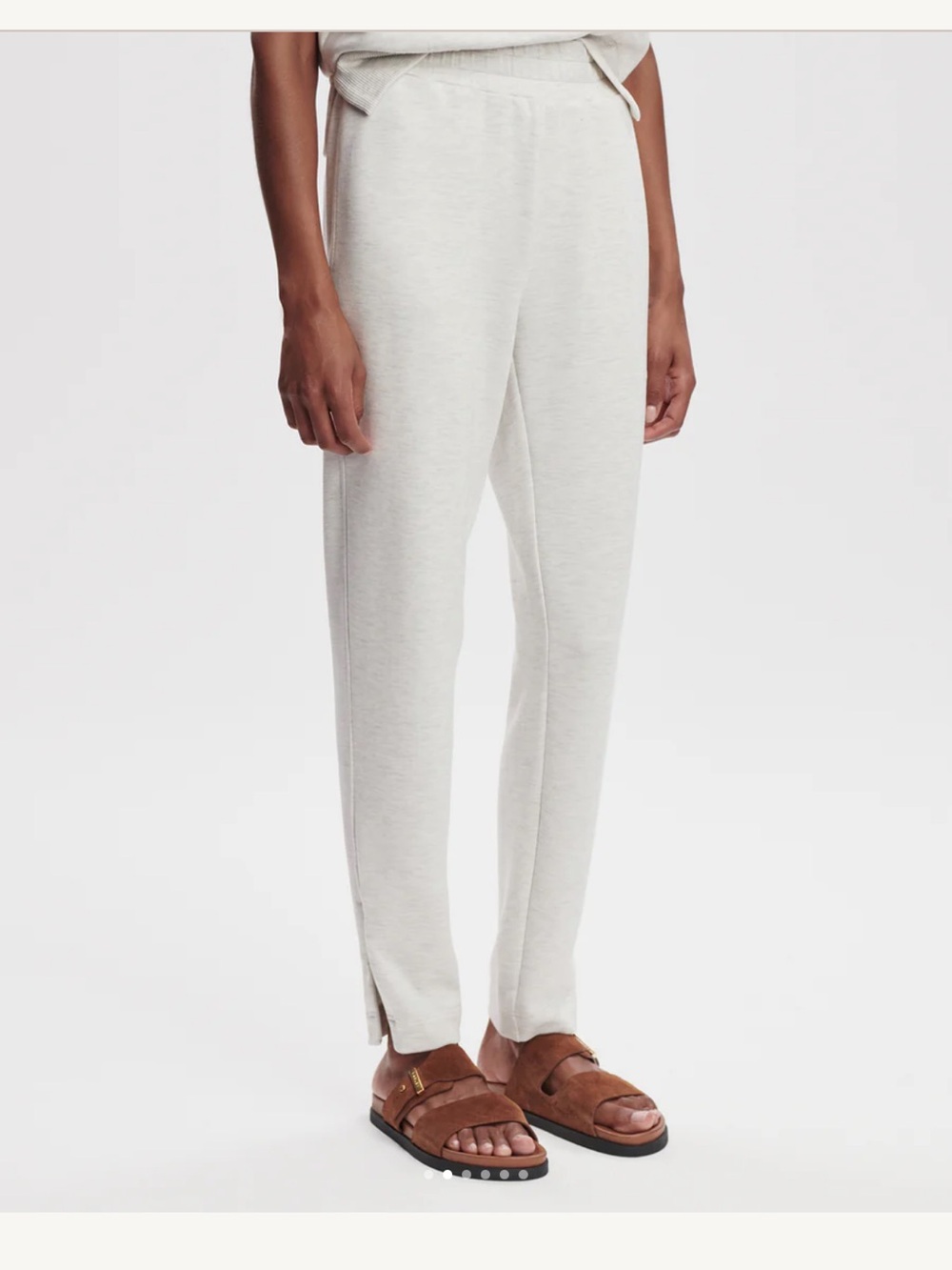 Varley Ivory Marl Slim Zipper Pants 26 inch